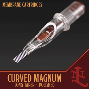 Curved Magnum cartridge tattoo needle with long taper